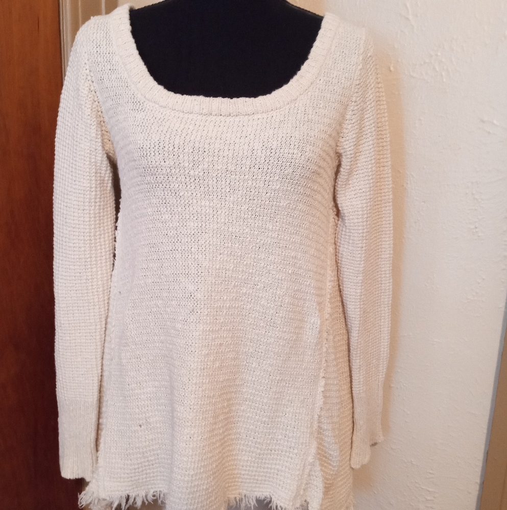 Ruby Moon Off White Cotton Tunic Sweater Sz Small